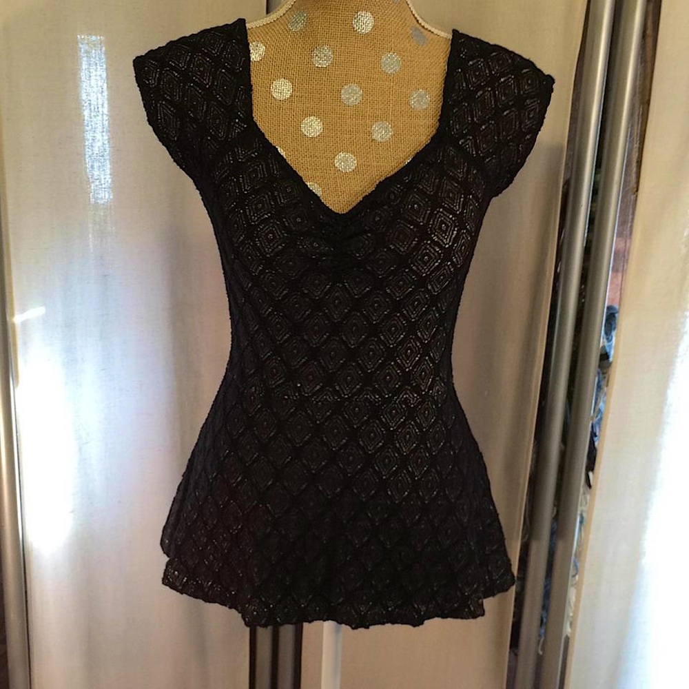 Anthropologie Deletta Peplum Lace Top